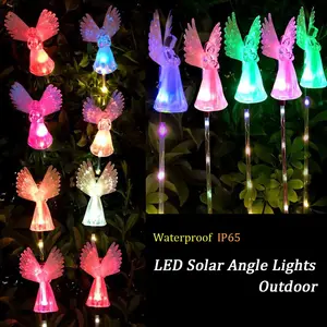 4 Pack LED Solar Angel Light, Waterproof Solar Powerd LED Fairy Light for Garden,Yard Patio Cemetery Grave Decoration,Colorful Stake Light, LED Lawn String Light for Independence Day,Labor Day,Festival,Holiday,Party,Halloween,Christmas Decoration