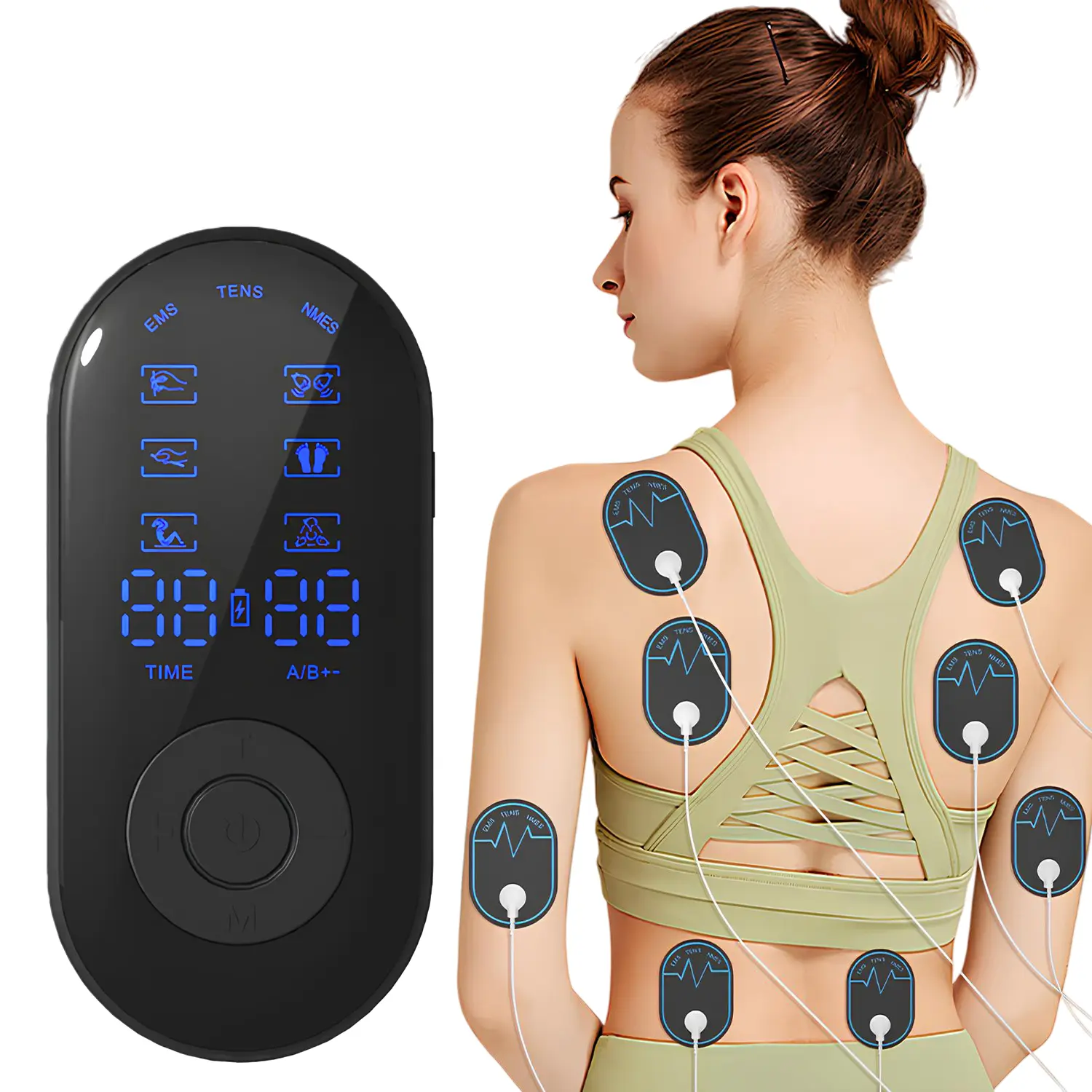 #SummerVibes TENS Unit Muscle Stimulator, EMS Massage Machine with 30 Intensities for Gradual Shoulder, Sciatica, Back Pain Relief, 18 Modes Rechargeable Electronic Pulse Massager with 8 TENS Pads