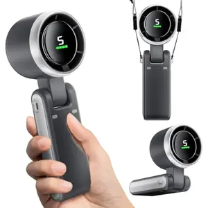 Foldable Handheld Fan, Portable Strong Winds Rechargeable 5000mAh Mini Turbo Fan, Digital Display, 5 Speed Adjustable Personal Small Pocket, Gifts for Women Men Travel Camp Outdoor Office