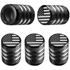 5PCS Tire Valve Caps – American Flag Metal Stem Covers, Corrosion Resistant, Leak-Proof for Cars & Bikes