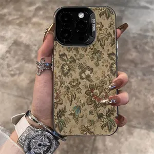 Retro Pattern Suitable for TPU Case for iPhone 16 PRO MAX, iPhone 15/14/16 PLUS/13 Pro/12/11/7/8 Plus/X/XR/XS Max Business Anti-Drop Colorful Silvery, PC Protective Cover High Aesthetic Protection Protector