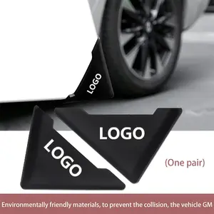 2PCS Car Door Corner Protector Guards with Logo Design, Universal Anti-Collision Door Edge Bumper Covers, Waterproof Scratch Resistant Rubber Side Door Protection Trim for Cars, SUVs and Trucks