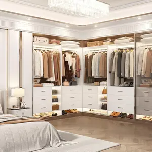 6-Drawer Clothes  Wardrobe System, 53.2" Wide Modular Storage with Hanging Rods, 2 Anti-Tip Kits, Engineered Wood Wardrobe for 4.5FT+ Spaces, Expandable Design for Bedroom/Entryway