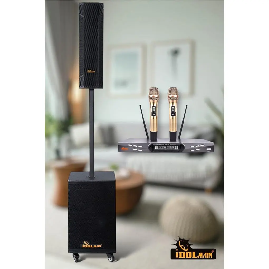 IDOLmain ASM51 | IPS-T3 4000W All-in-one Portable Tower Powered Speaker with Dual Wireless Microphones UHF-630 Karaoke System