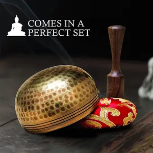 Nepal Singing Bowl Set , Unique Spiritual Gifts for Women and Men, Meditation Sound Bowl Handcrafted in Nepal for Yoga,Mindfulness, Chakra Healing,  and Stress Relief
