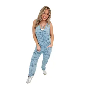 Country Cuteness Checkered Denim Jumpsuit