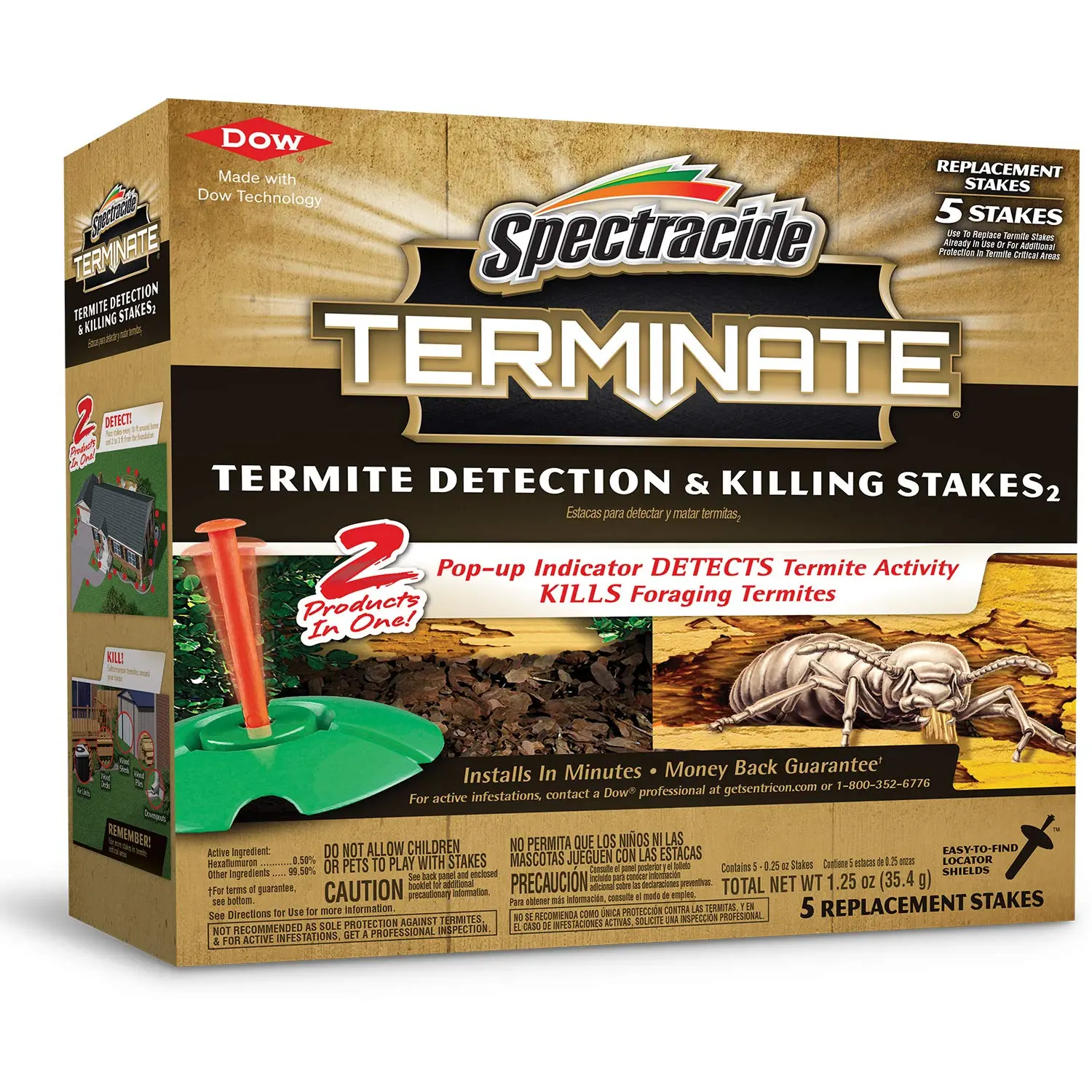 5 Count Replacement Termite Detection & Killing Stakes with Pop-Up Indicators, Outdoor Monitoring & Control Stakes for Existing Termite Bait Systems