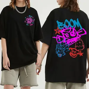 Arcane Jinx Monkey Graphic T-Shirt, Grunge Aesthetic 100% Cotton Unisex Short Sleeve Tee, Retro Anime Cosplay Printed O-Neck Top, Y2K Streetwear Loose Casual Apparel for Summer Daily Outdoor Party Trendy Fan Wear