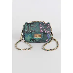Janet Graffiti Rainbow Mini 3 Bag with Chain Strap and Unique Pattern Design