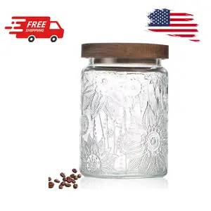 24 OZ Airtight Glass Storage Jar with Bamboo Lid - Vintage Glass Jar