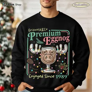 Griswold Eggnog Christmas Sweatshirt Hoodie T-Shirt, Funny Christmas Vacation Movie Design, Retro Holiday Crewneck, Cozy Soft Cotton Winter Pullover