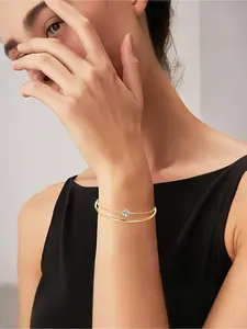 S925 sterling silver 1-carat single piece moissanite double-layer bracelet, exquisite chain and bracelet stacked women's bracelet, suitable for daily wear, vacation and dating occasions, and also a surprising exquisite small gift.