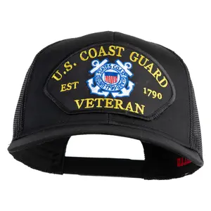 U.S. Coast Guard Est 1790 Veteran Patched Solid Cotton Twill Mesh Prostyle Cap