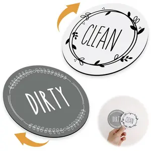 LMMAKE Dishwasher Magnet Clean Dirty Sign 3.5x3.5in Double Sided Magnetic Indicator for Home Office Kitchen Appliances PVC Material Decorative Design Easy Readable for All Ages - Decoration - Gift