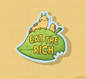 Eat the Rich Caterpillar Leaf Sticker OR Magnet | Die Cut | Waterproof Vinyl
