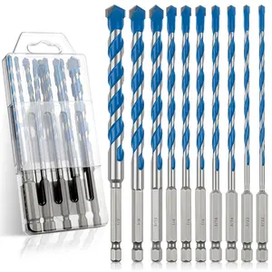 Concrete Carbide Drill Bits, Professional Hex Shank Masonry Drill Bit Sets for Glass/Tile/Brick/Ceramic/Cement/Plastic/, 5/32"-1/2" (10PCS)