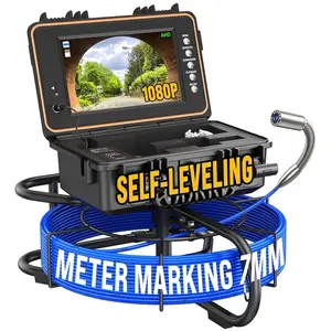 Self-Leveling Sewer Camera with Meter Marking, 9'' IPS Screen, 100ft 7mm Cable, HD 1080P Sewer Drain Video Inspection Camera with DVR Recorder and 32GB SD Card, 5100mAh Battery