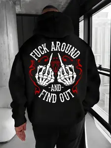 Fuck Around And Find Out Print Hoodie & T Shirt, Red Line Version, Shirt for Gen Badass Alternative Fashion Fans Bold edgy design for goth Harajuku streetwear lovers Casual Streetwear, Made in USA, Menswear Womenswear Gift for Birthday Valentine's Day