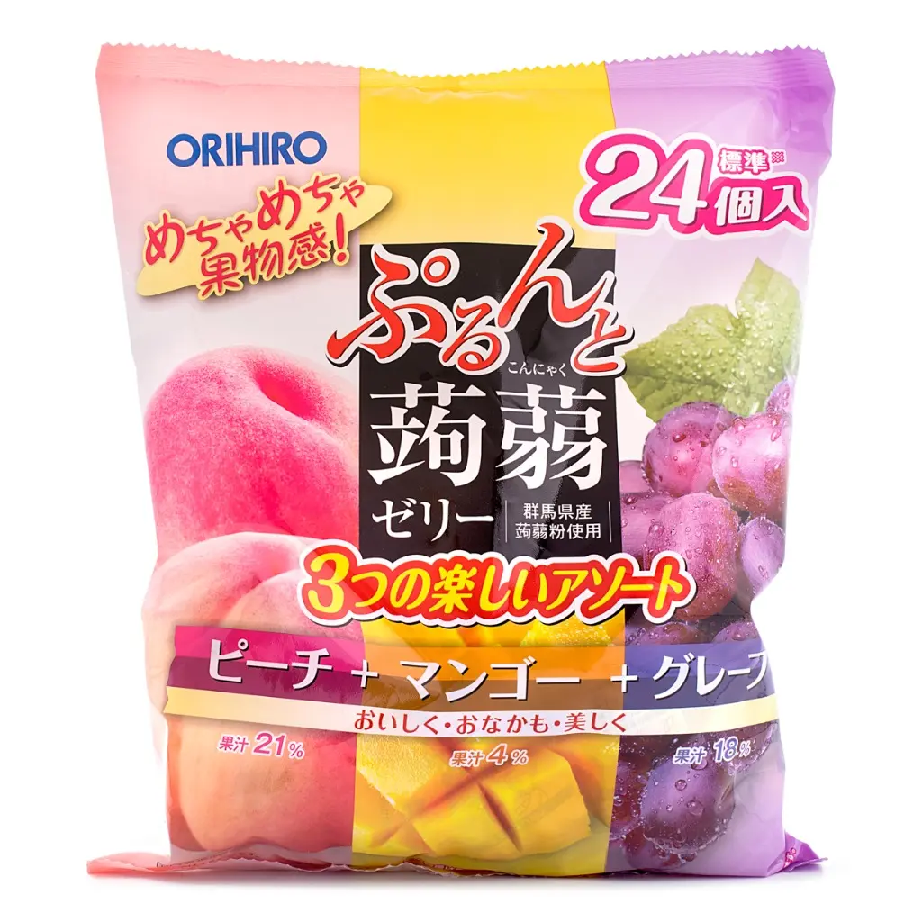 Orihiro Jelly, Peach, Mango, and Red Grape Flavor 6pc 480 g Orihiro Jelly, Peach, Mango, and Red Grape Flavor 6pc 480 g