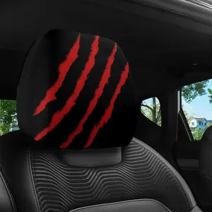 2pcs Car Headrest Covers, 2D Flat Printing, Stretchy & Elastic, Fun Patterns, Easy Install & Clean, for Daily Commute, Long Trips, Casual Driving