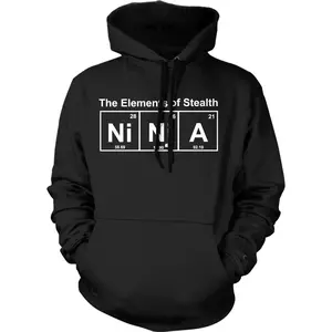 Ninja Element Sweater Funny Science Warrior Novelty Mens Graphic Nerdy Hoodie Unisex Vintage Fashion Hoodies Science Hoodie Funny Nerd Pullover Novelty Sweatshirt Black