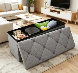 Zeukmxoo 43.3-inch storage stool — indoor footstool that can serve as a toy box or toolbox; suitable for living rooms and bedrooms; ideal for gifting. Dimensions: 43.3 inches × 14.96 inches × 14.96 inches.
