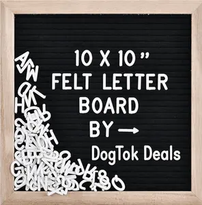 Felt Letter Board with 294 Letters, Numbers, Symbols - 10x10 inch Changeable Message Board with Wooden Frame Wall Mount (Black)