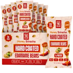 Where You Bean Crunchy Coated Honey Sriracha Flavor – Dry Roasted Savory Edamame (8-Pack) | 7g Plant Protein, Low Carb, Crunchy Healthy Vegan Snack