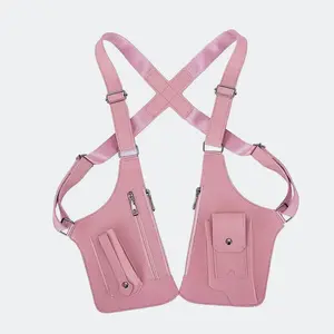 Adjustable Underarm Backpack Durable PU Leather for Cycling Shopping Fishing Travel Spacious Main Compartment with Side Pockets