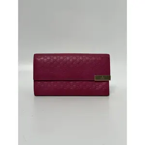 Pre-owned GUCCI leather Wallet Microguccissima Flap Long ZS073GG