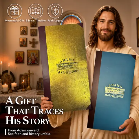 Adams Chart of History Special Edition - Choose 2.0 Classic or 3.0 Deluxe Gold Foil Display, 23ft Timeline, 12pt Cardstock, Hard Cover Collector’s Book, Deluxe Matte Finish, Handwritten Details, 250th Anniversary Gift (Adam to Patriot Founding Fathers)
