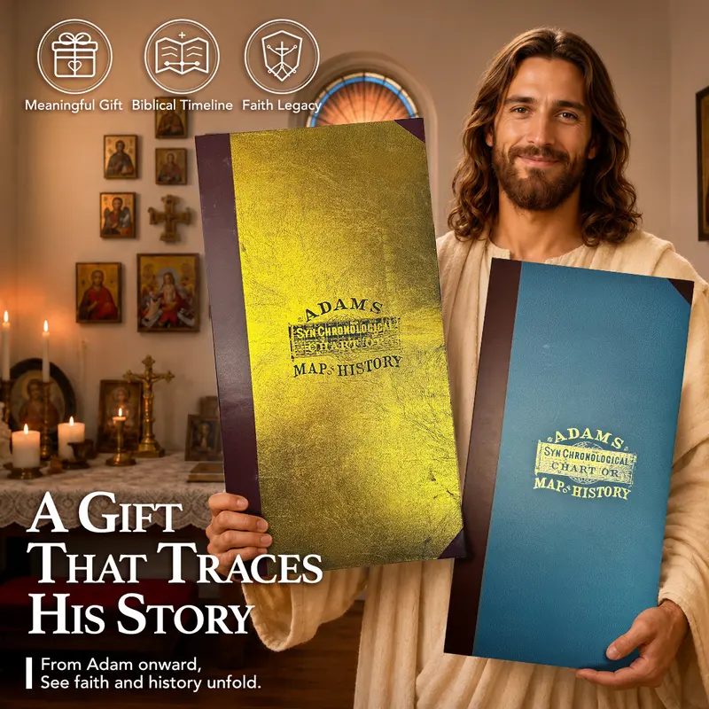 Adams Chart of History Special Edition - Choose 2.0 Classic or 3.0 Deluxe Gold Foil Display, 23ft Timeline, 12pt Cardstock, Hard Cover Collector’s Book, Deluxe Matte Finish, Handwritten Details, 250th Anniversary Gift (Adam to Patriot Founding Fathers)