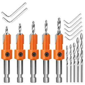5 Packs Countersink Drill Bit Set Hex Shank Woodworking, Tapered Pilot Hole Bits with Quick Change – Ideal for Carpentry, DIY & Home Repair Projects