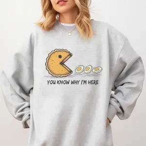 Pac Man You Know Why I'm Here Deviled Eggs Sweatshirt - Ash Grey - Thanksgiving Sweatshirt