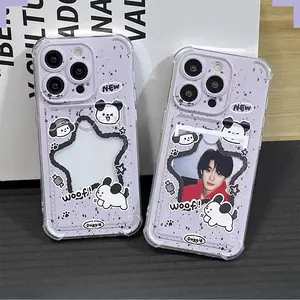 Cartoon dog hollowed-out star-shaped card holder phone case, compatible with iPhone 17/16/15/14/13/12/11/PRO/PROMAX/PLUS models, made of TPU material, shockproof and drop-proof.
