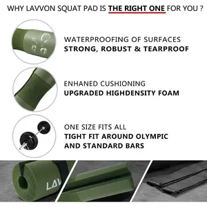 Squat Pad - Foam Barbell Pad, Used for Squats, Lunges, and Hip Thrusts - Standard Weight Bar Pad - Provides Cushioning for Neck and Shoulders During Training