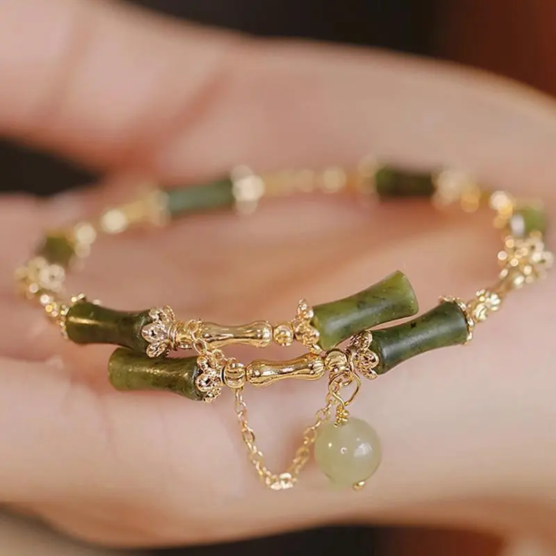 New Chinese Style Bamboo Imitation Jade Bracelet Female Ins Special-Interest Design High-Grade Bracelet New Chinese Style Bamboo Imitation Jade Bracelet Female Ins Special-Interest Design High-Grade Bracelet