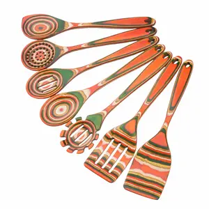 WOSPONFAN 7-Pcs Pakkawood Kitchen Utensils Set Heat-Resistant Wooden Spoons for Cooking Non-Stick Spoon Easy Clean & Store Versatile Usage Home & Kitchen Gift