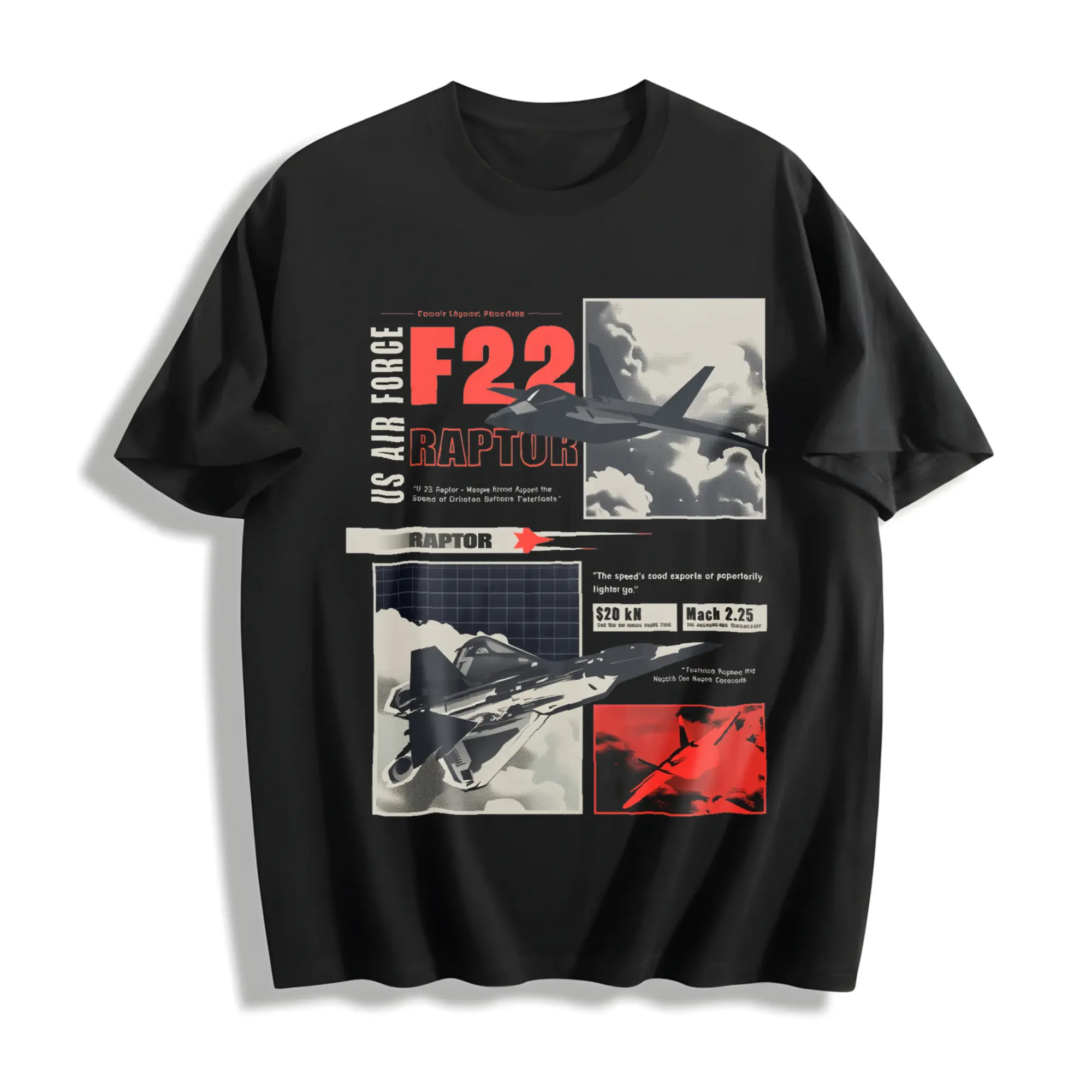 Vintage F-22 Raptor Military Graphic Oversized T-Shirt Funny Graphic Tee Good Graphic Washed Tees Men's Graphic Tees Streetwear Outfits Men Vacation Outfits Oversized Tshirt Men