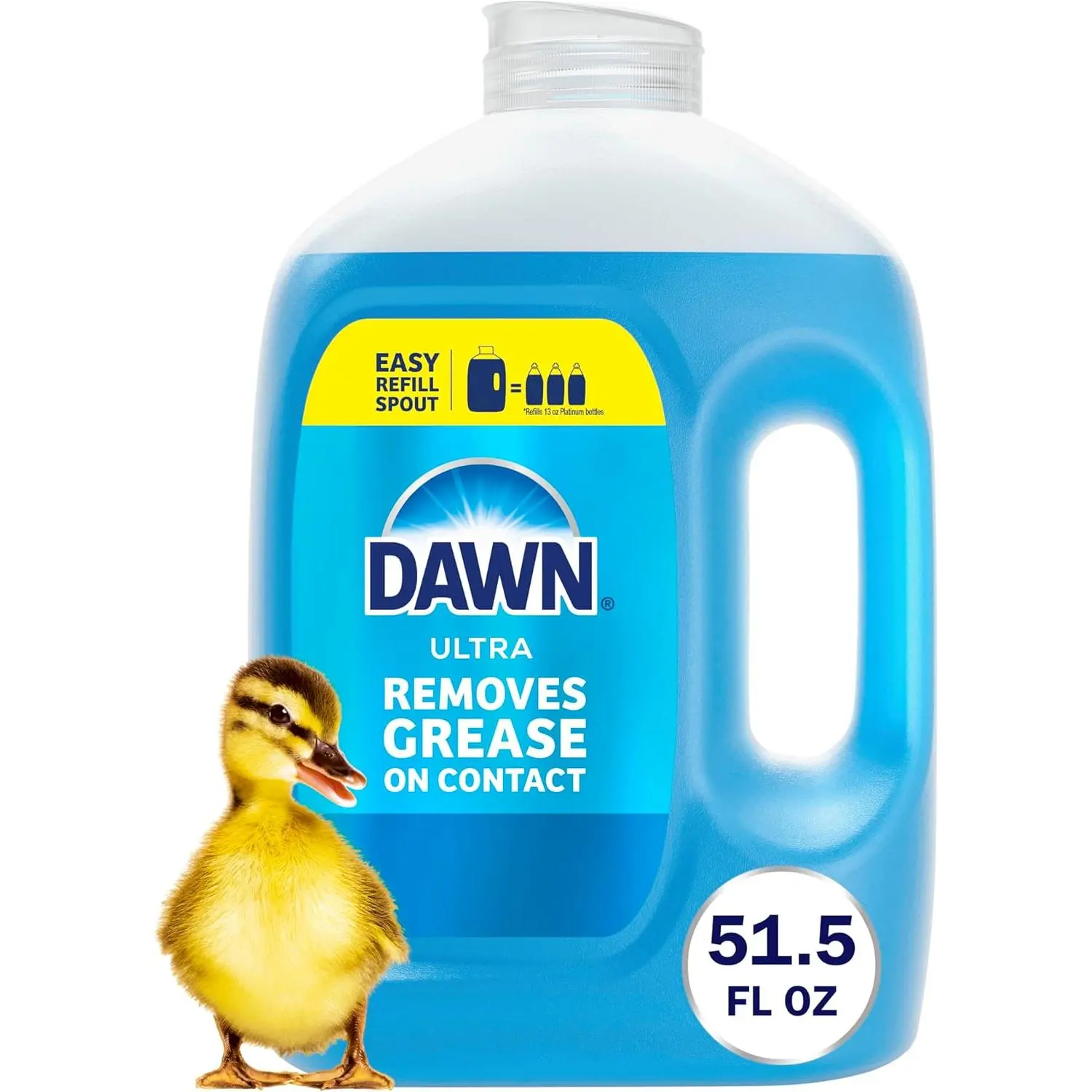 Dawn Ultra Dishwasher Detergent 51.5 Fl Oz - Removes Grease on Contact - Easy Refill Spout - Blue Bottle