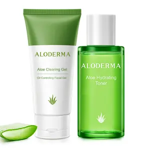 Aloderma Aloe Oil Controlling Set, 2 pcs - Aloe Clearing Gel, Hydrating Toner
