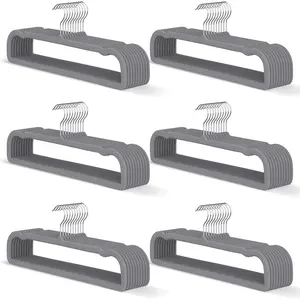 Gray  Hangers 60 Pack, Slim Space Saving Pants Hangers for Closet Organizer, Rotating Hook, Non Slip Clothes Felt Hanger Heavy Duty for  Top, Jean Perchas, Camisole, ' Clothes