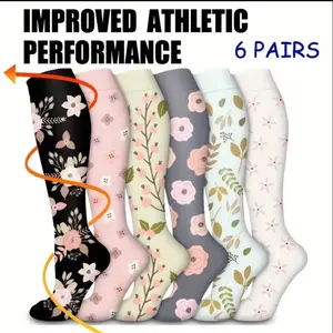 Tinylemon  6 pairs Compression Sports Socks for Women's Knee High Socks - Lightweight Fabric, Comfortable Fit, Ideal for Athletic and Running Activities - Womenswear