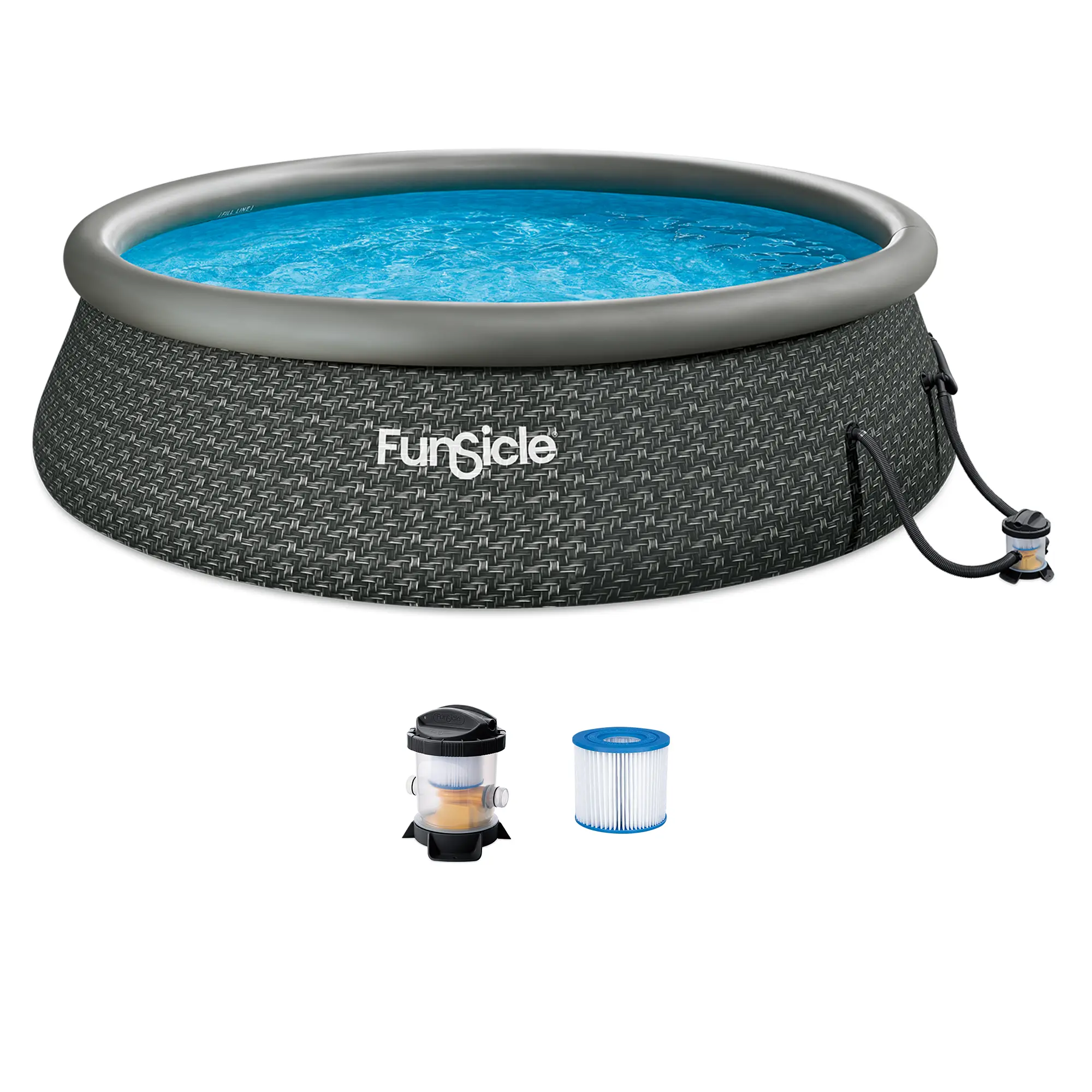 Funsicle 12' x 36" QuickSet Inflatable Ring Top Outdoor Above Ground Pool w/Pump Funsicle 12' x 36" QuickSet Inflatable Ring Top Outdoor Above Ground Pool w/Pump