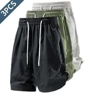 Men’s multi-pack breathable mesh shorts, elastic drawstring waist quick-dry shorts