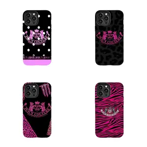 Juicy-couture polka dot stripe leopard print phone case, compatible with iPhone 17/16/15/14/13/12/11 and Samsung Galaxy S21-S25, made of skin-friendly material.