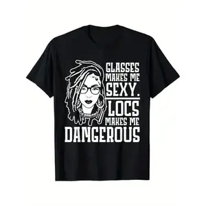 Locs Make Me Dangerous Graphic Short Sleeve Tee, Afro Hair Pride Casual Wear