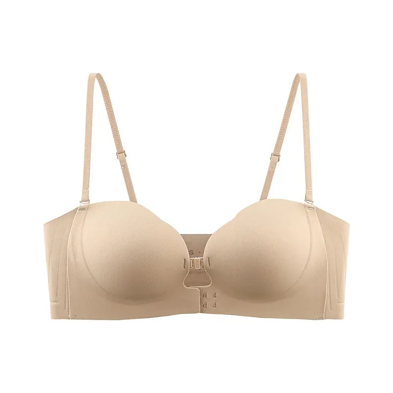 Womens Strapless Front Closure Bra Push Up Lift Bra Padded Add Cup Non Slip Anti-Slip Grip & Removable Straps Fit Outfits Wireless Supportive Seamless Comfortable