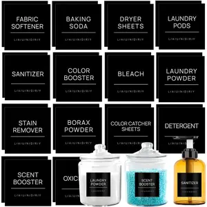 28 count Laundry Labels for Containers,Minimalist Laundry Labels for Jars,Removable  Laundry Room Label Stickers,Home Storage Organization(Black)