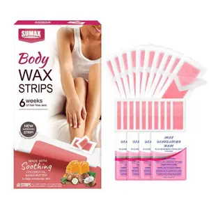 60 Counts Set,Portable Body Waxing Strips,Body Wax Strips Hair Removal,Wax Kit For Ingrown Hair Treatment,Suitable for Face,Underarms,Legs,Eyebrows,Mustaches.